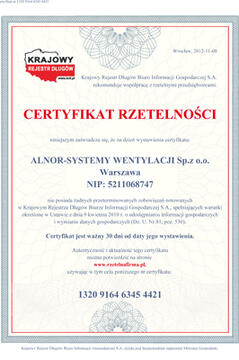 Certificat de l'entreprise fiable 2015