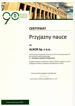 Certificat - Amis des sciences