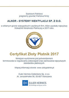 Certificat de payeur d'or 2017